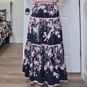 Rachel Zoe Black Floral Skirt